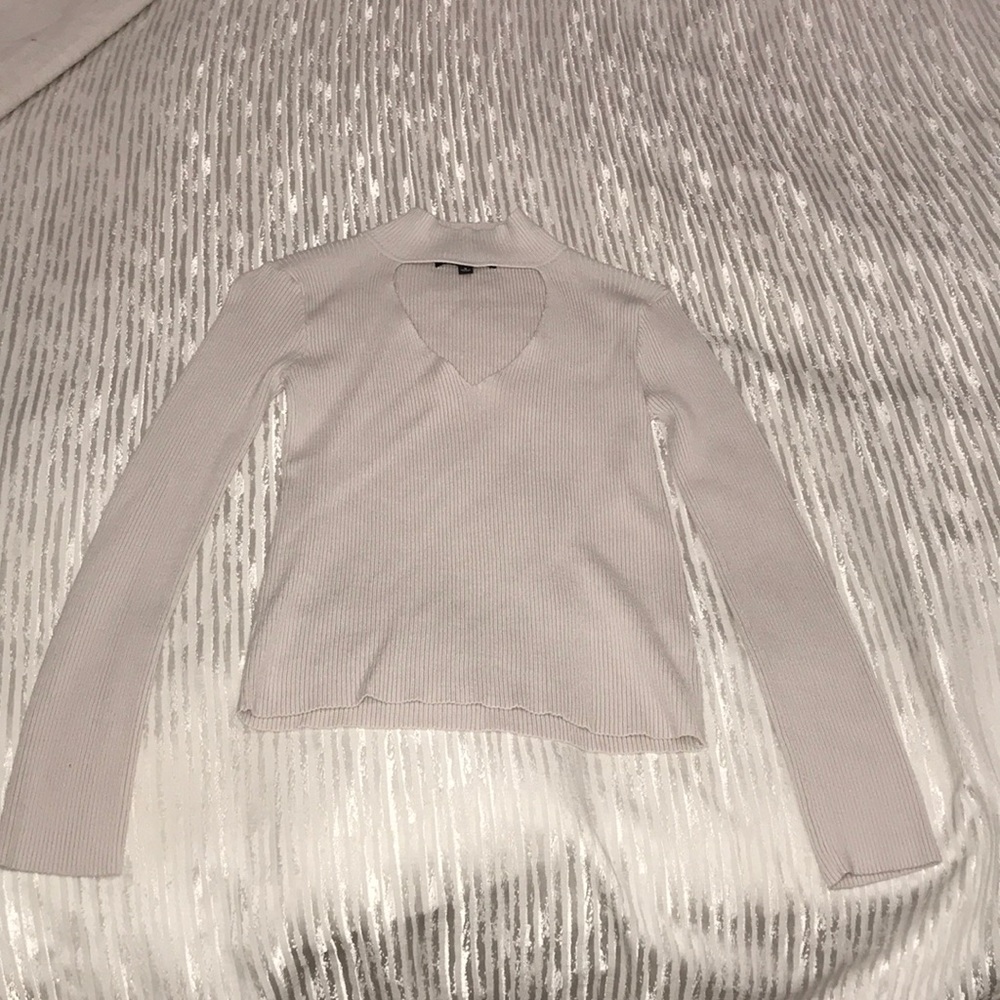 Kendall and Kylie white turtle neck V cut sweater